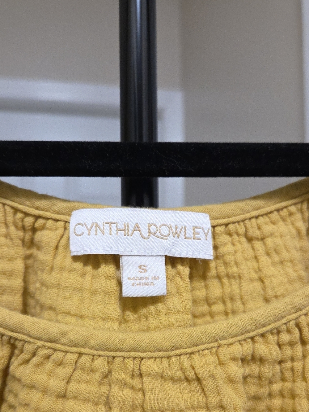 Cynthia Rowley Mustard Yellow Textured Ruffle Hem Tank Top Boho Cottagecore - Picture 3 of 8
